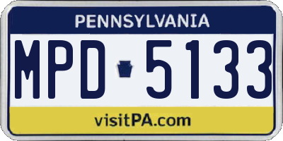 PA license plate MPD5133