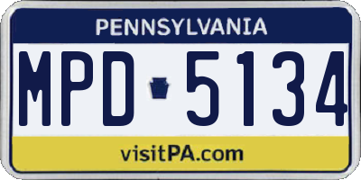 PA license plate MPD5134