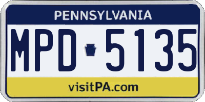 PA license plate MPD5135
