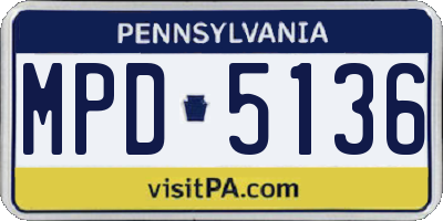 PA license plate MPD5136