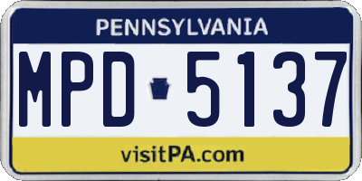 PA license plate MPD5137