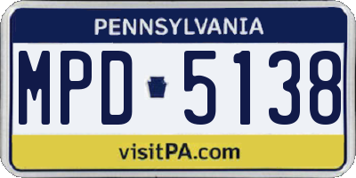 PA license plate MPD5138