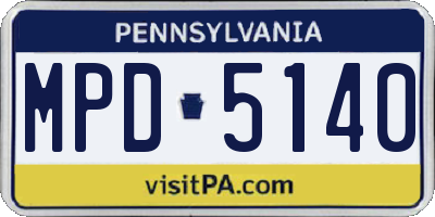 PA license plate MPD5140