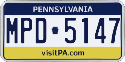 PA license plate MPD5147