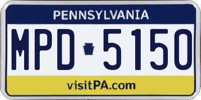 PA license plate MPD5150