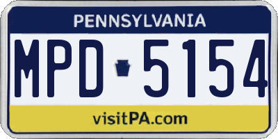 PA license plate MPD5154