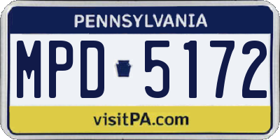 PA license plate MPD5172