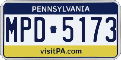PA license plate MPD5173