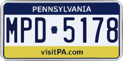 PA license plate MPD5178