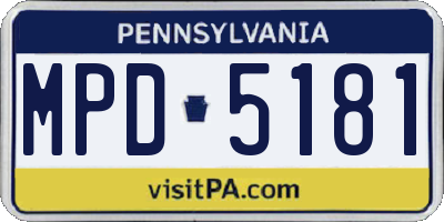 PA license plate MPD5181
