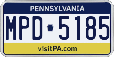 PA license plate MPD5185