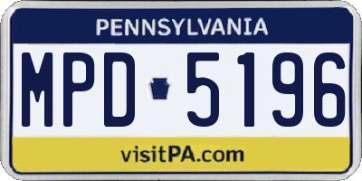 PA license plate MPD5196