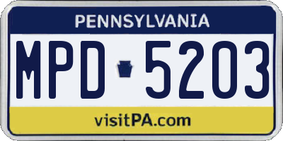 PA license plate MPD5203