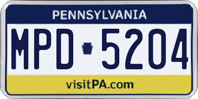 PA license plate MPD5204