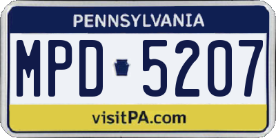 PA license plate MPD5207