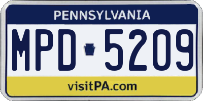 PA license plate MPD5209