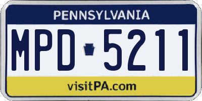 PA license plate MPD5211