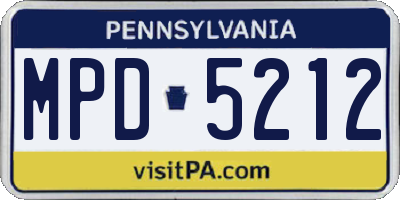 PA license plate MPD5212