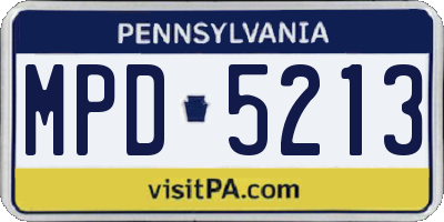 PA license plate MPD5213