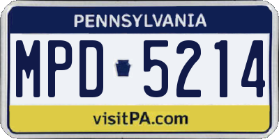 PA license plate MPD5214