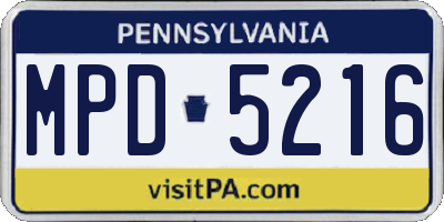PA license plate MPD5216