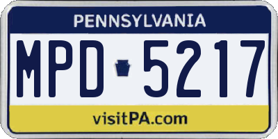 PA license plate MPD5217
