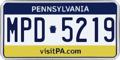 PA license plate MPD5219