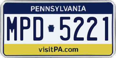 PA license plate MPD5221