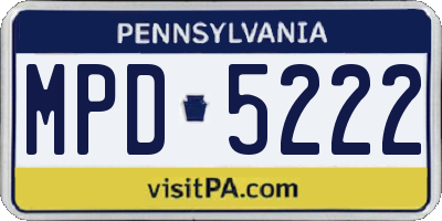 PA license plate MPD5222