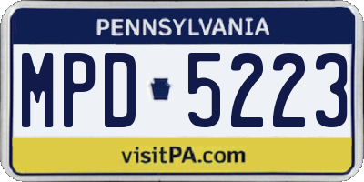 PA license plate MPD5223