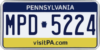 PA license plate MPD5224
