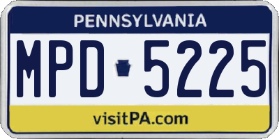 PA license plate MPD5225