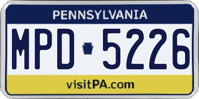 PA license plate MPD5226