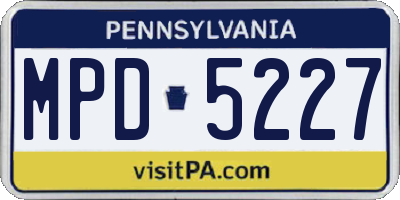 PA license plate MPD5227