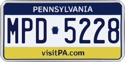 PA license plate MPD5228