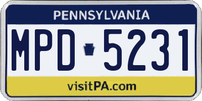 PA license plate MPD5231