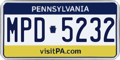 PA license plate MPD5232
