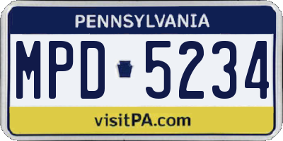 PA license plate MPD5234