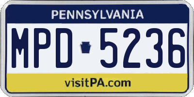 PA license plate MPD5236