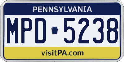 PA license plate MPD5238