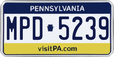 PA license plate MPD5239
