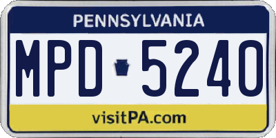 PA license plate MPD5240