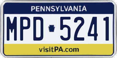 PA license plate MPD5241