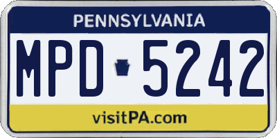 PA license plate MPD5242
