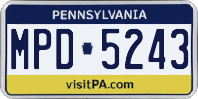 PA license plate MPD5243