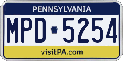 PA license plate MPD5254