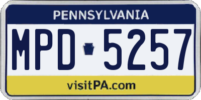 PA license plate MPD5257