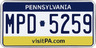 PA license plate MPD5259