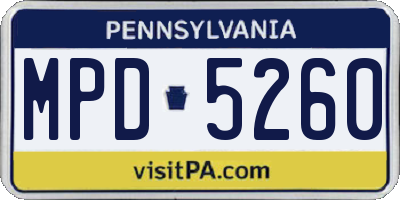 PA license plate MPD5260