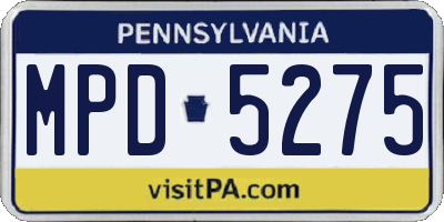 PA license plate MPD5275
